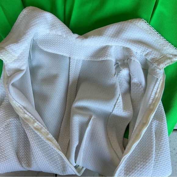 VINTAGE 1960s Mini Dress A-Line Skater Green White Vtg 60s Mod - Picture 9 of 10
